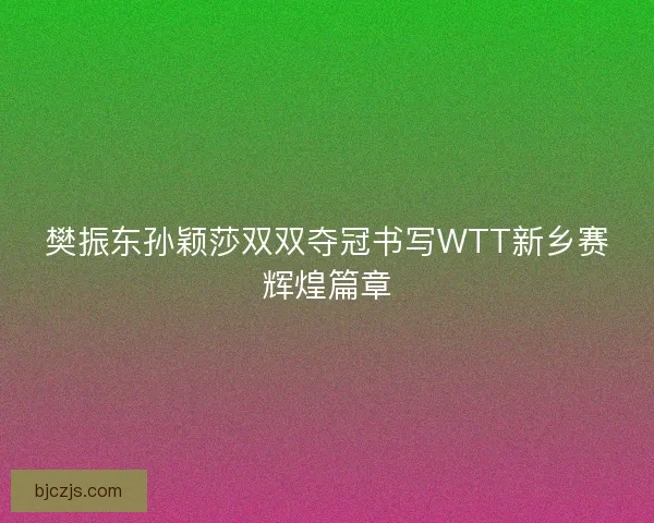 樊振东孙颖莎双双夺冠书写WTT新乡赛辉煌篇章 樊振东孙颖莎双双夺冠书写WTT新乡赛辉煌篇章