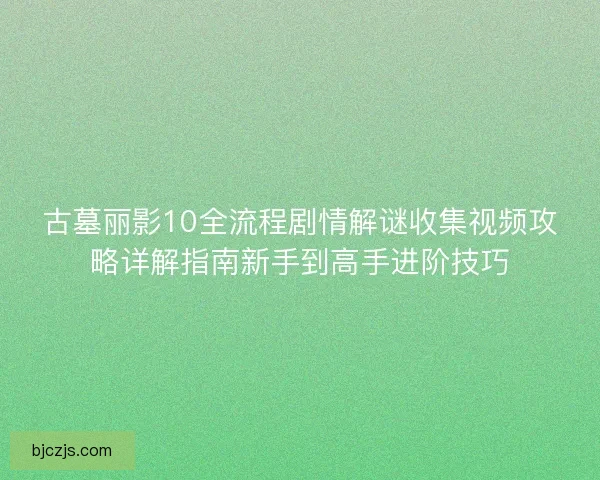 古墓丽影10全流程剧情解谜收集视频攻略详解指南新手到高手进阶技巧 古墓丽影10全流程剧情解谜收集视频攻略详解指南新手到高手进阶技巧